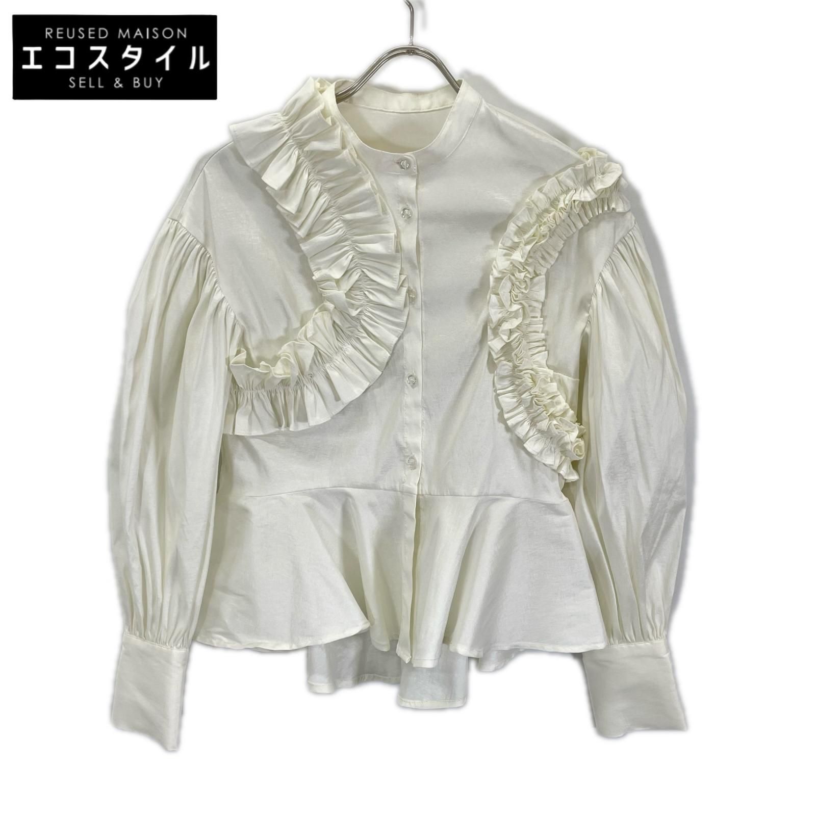 Bibiy　ビビィ　ホワイト ナイロン混 FRILL BLOUSE/フリルブラウス　F 7,049円