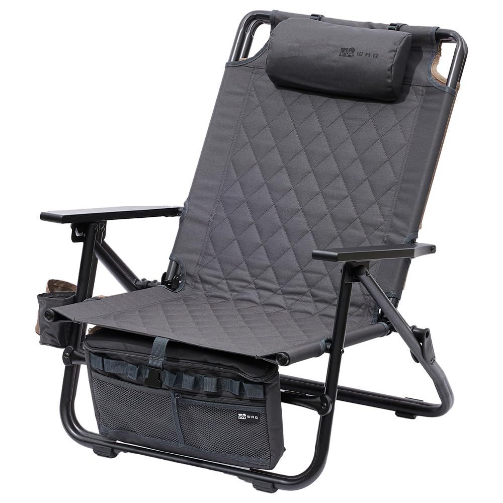 WAQ Reclining Low Chair リクライニングローチェア WAQ-RLC1 折りたたみチェア リクライニングチェア アウトドア 焚き火 アイアン ドリンクホルダー (レギュラー(CHARCOAL))pms 325b7a38
