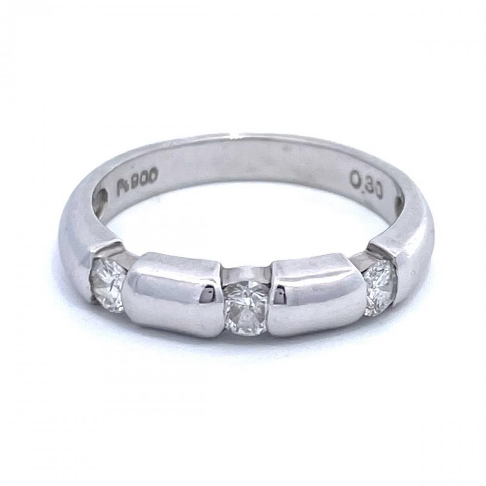 3P デザイン リング 指輪 ダイヤモンド 0.3ct 約9号 Pt900 4.1g プラチナ【中古】