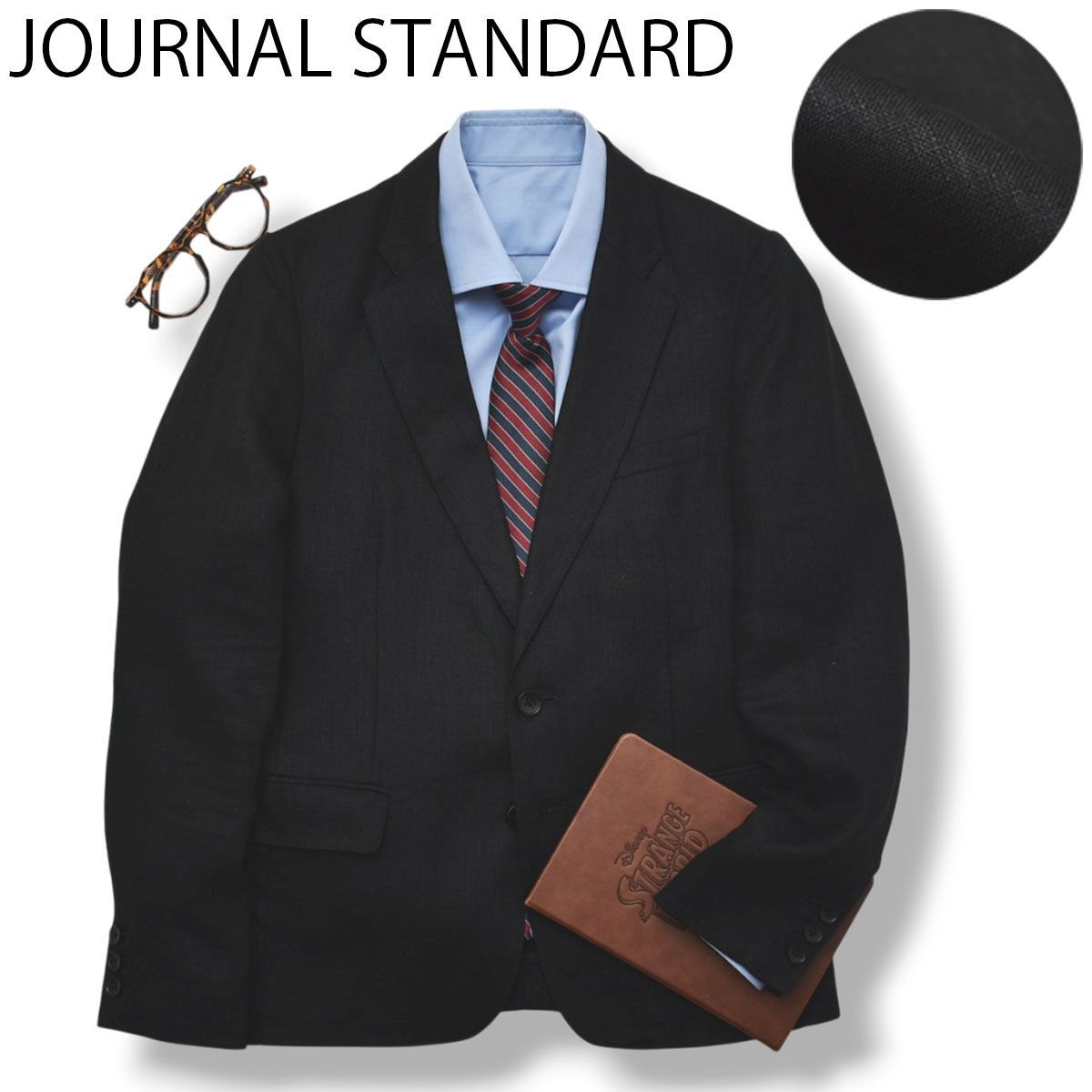 【麻100％】 ジャーナルスタンダード JOURNAL STANDARD シングル 2B リネン テーラードジャケット ブレザー S ブラック 冠婚葬祭 トラッド ビジネス メンズ 7,056円