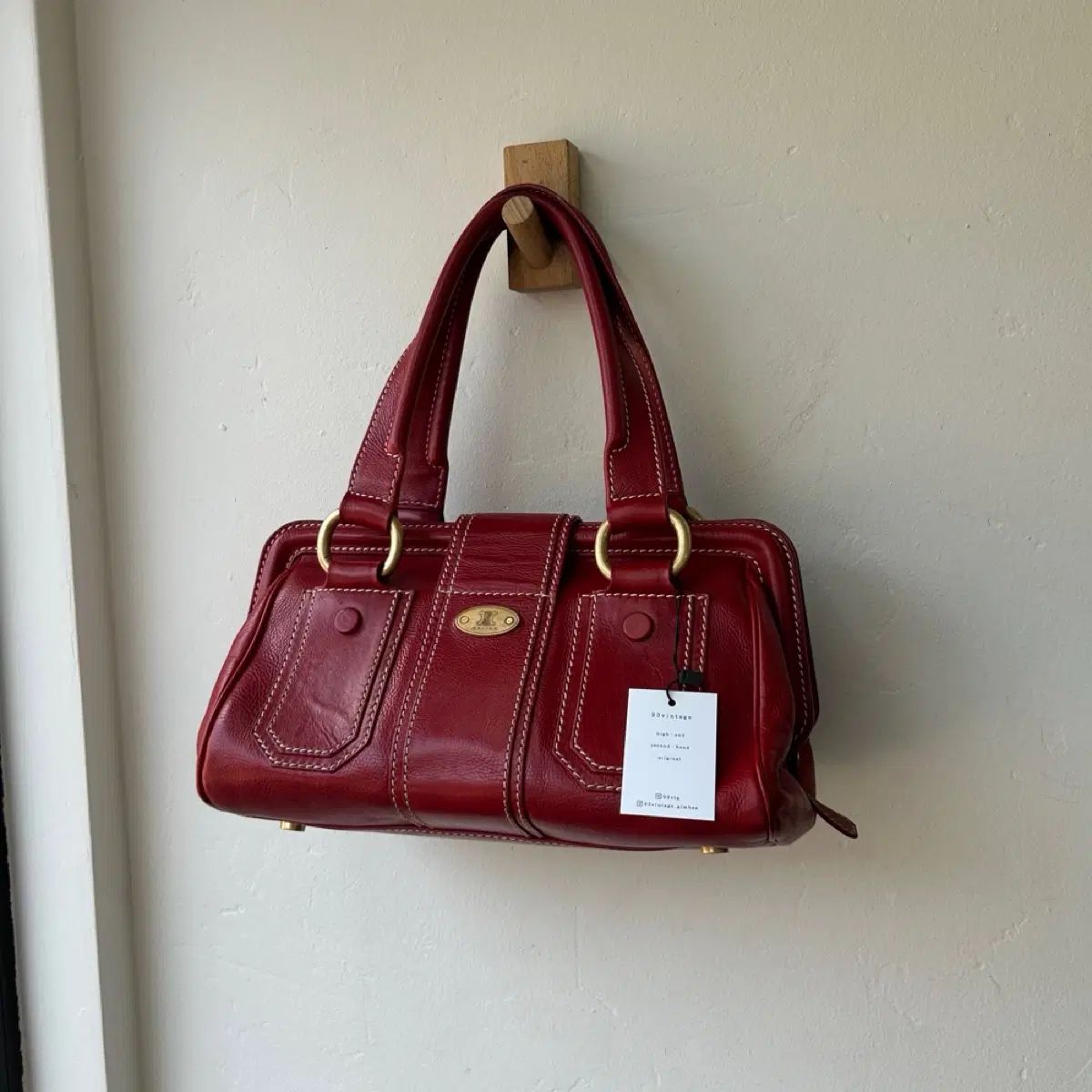 17835 - Celine セリーヌ ヴィンテージ L エル プレ フレーム サッチェルバッグ トートバッグ 60,460円
