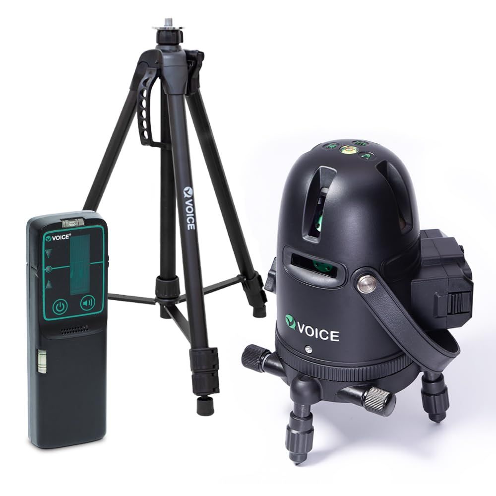 ☆新品☆VOICE レーザー墨出し器 5ライン グリーンレーザー Model-G5 三脚・受光器セット レーザー 4方向大矩ライン照射モデル アプリからの遠隔操作 タッチスイッチ 346441e0 41,730円
