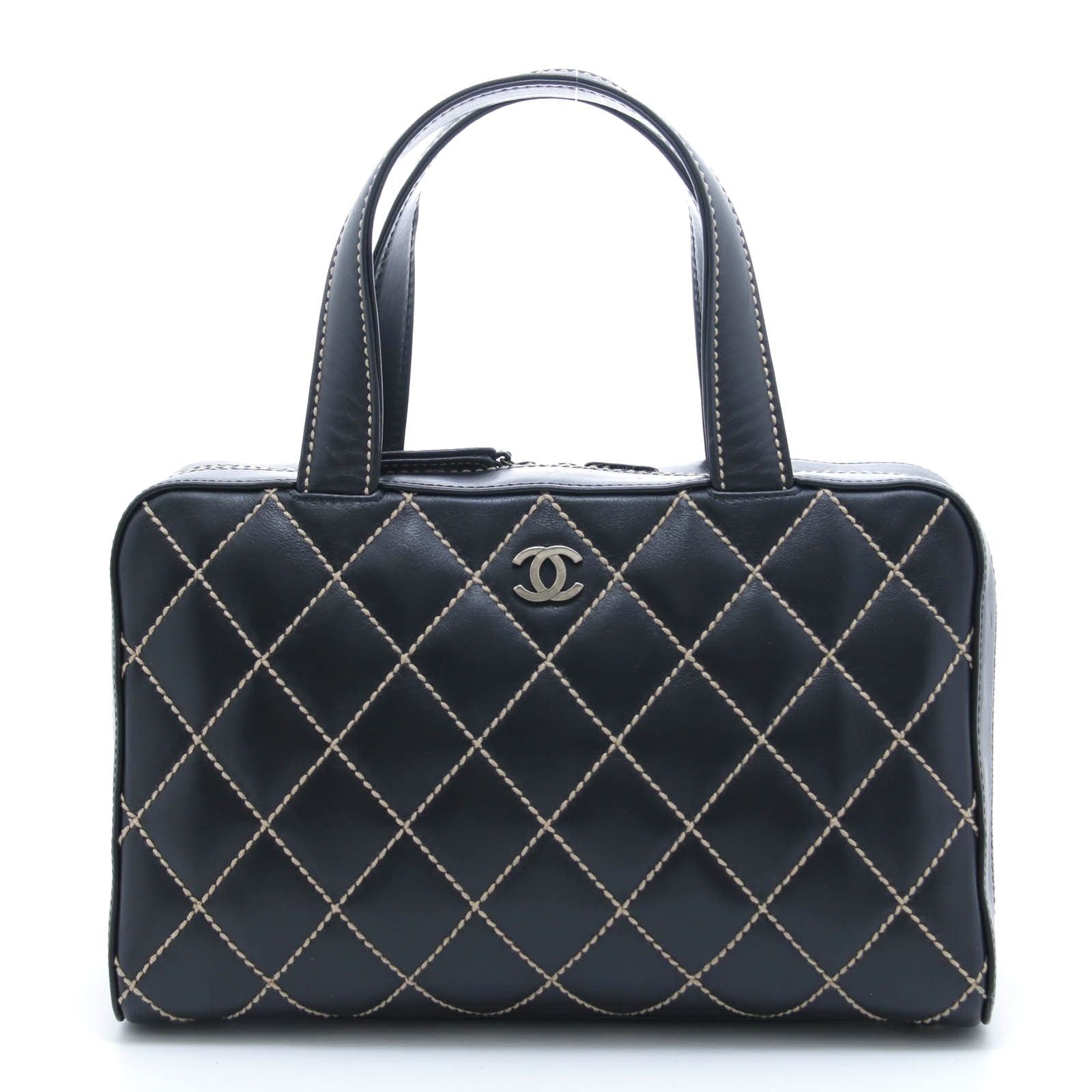 CHANEL シャネル ワイルドステッチハンドバッグ ブラック/GP レザー ハンドバッグ ブラック/GP レディース【中古】433