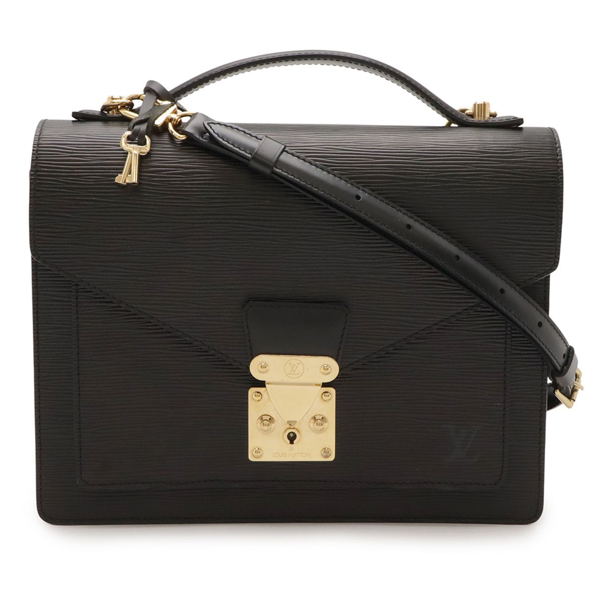 LOUIS VUITTON ルイ ヴィトン エピ モンソー ハンドバッグ セカンドバッグ 2WAY ショルダーバッグ ノワール ブラック ゴールド金具 鍵欠品 M52122