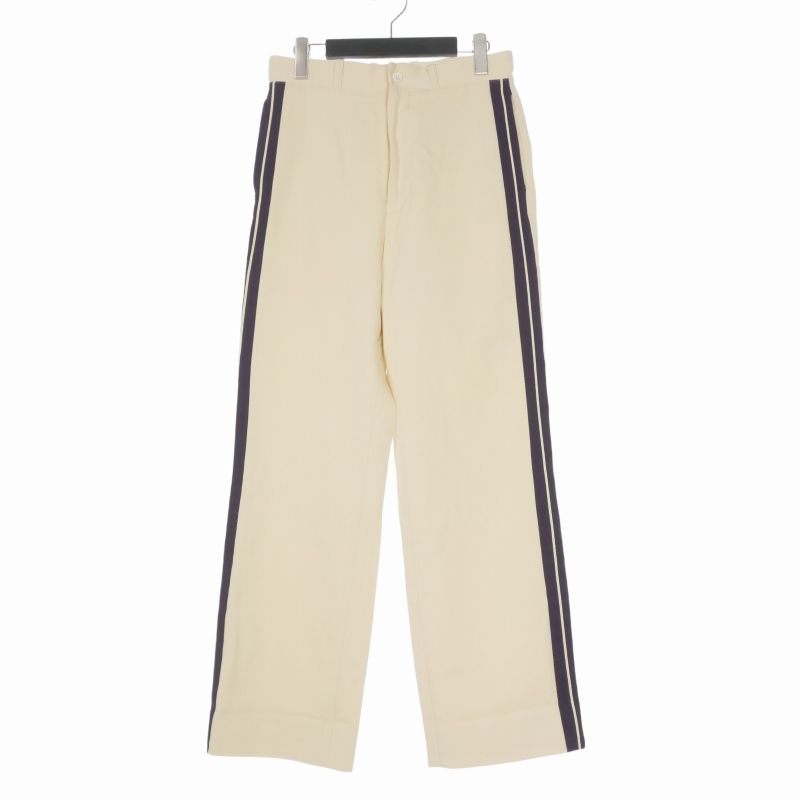 アンユーズド UNUSED 20AW LINE PANTS ラインパンツ ワイドパンツ スラックス 1 オフホワイト/パープル UW0920