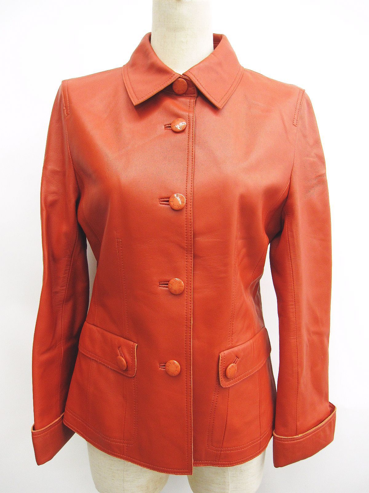 BALMAIN バルマン レディース レザージャケット ラムレザー 羊革 赤茶系 オレンジ系 レディース サイズ11 L0001-0824-7 9,240円