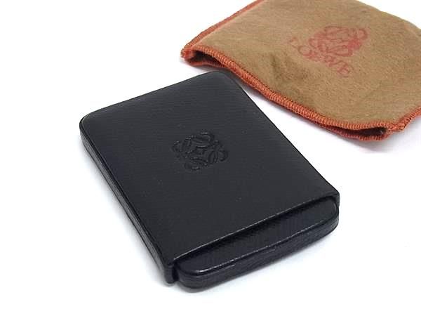 ■新品同様■ LOEWE ロエベ アナグラム レザー カードケース カード入れ 名刺入れ ビジネス 紳士 メンズ ブラック系 FX9461