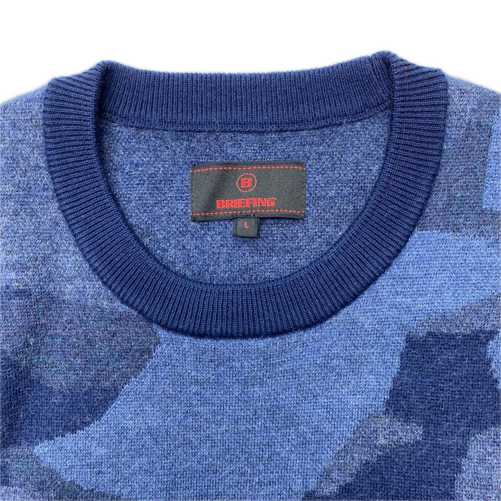 中古 メンズ ブリーフィング BRIEFING ニット L 紺系 ネイビー クルー