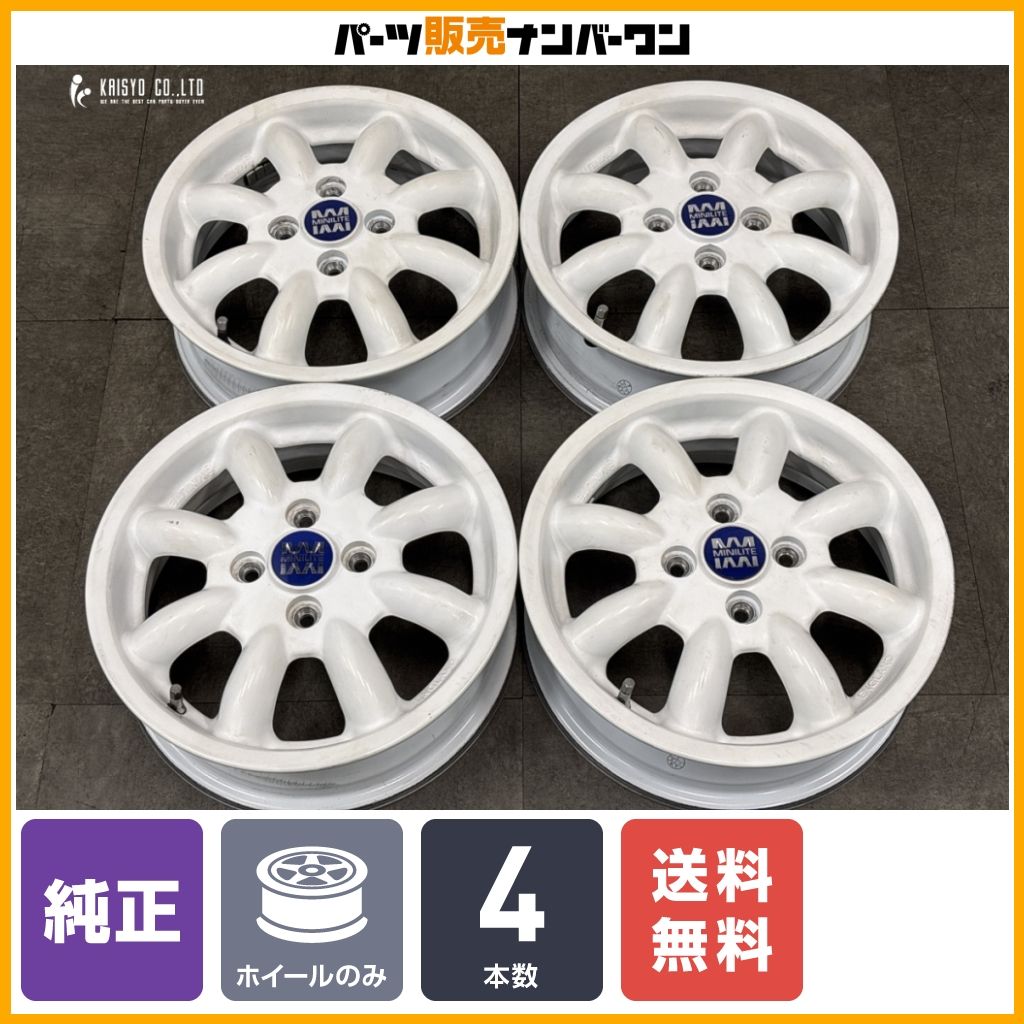 【ホワイトホイール】ダイハツ ミラジーノ 純正 オプション MINILITE EP150 14in 4.5J +45 PCD100 4本 ミライース タント ムーブ ウェイク 29,120円