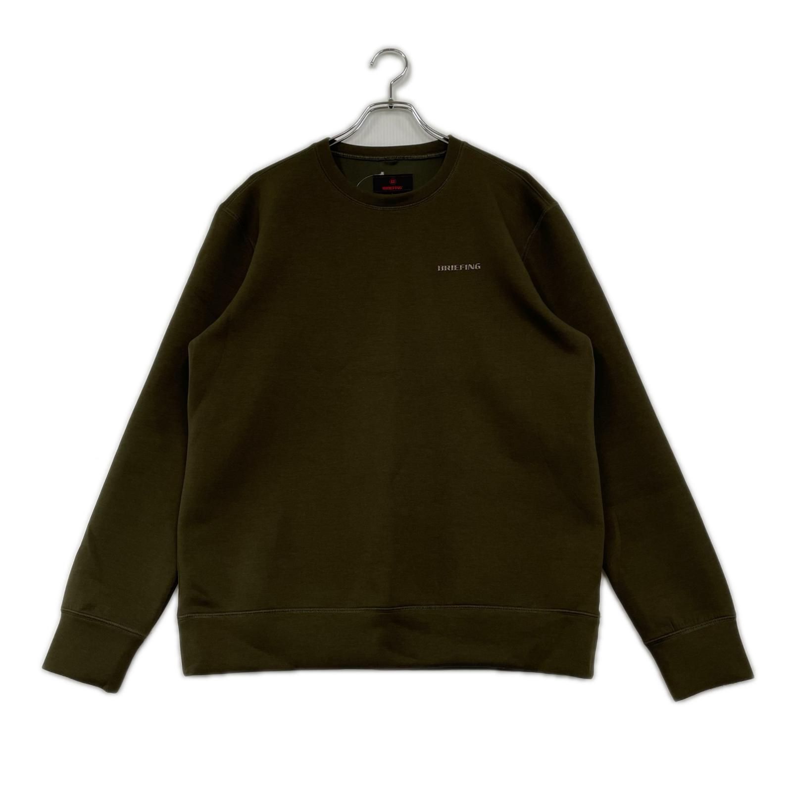 中古 メンズ ブリーフィング BRIEFING スウェット L カーキ オリーブ クルーネック トレーナー 春秋冬