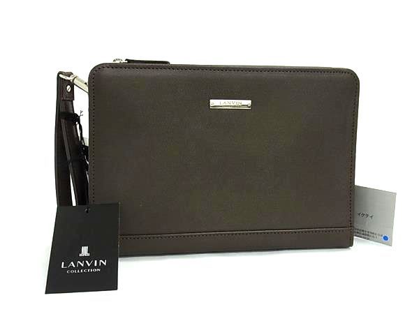 ■新品■未使用■ LANVIN ランバン レザー クラッチバッグ セカンドバッグ メンズ ダークブラウン系 BS6840 6,802円