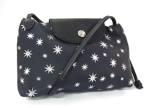 ■新品同様■ LONGCHAMP ロンシャン ルプリアージュ ナイロン×レザー クロスボディ ショルダーバッグ 斜め掛け ネイビー系 FZ3995