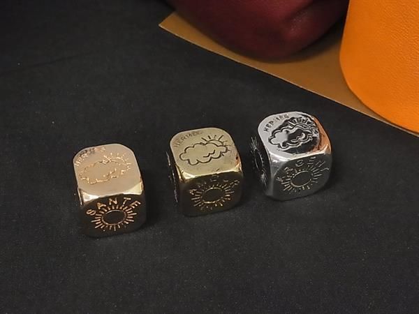 HERMES エルメス フォルチュナ ダイス サイコロ 3点セット シルバー系 ゴールド系 ブロンズ系 FZ3773