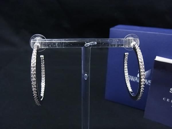 ■新品同様■ SWAROVSKI スワロフスキー ラインストーン フープピアス アクセサリー レディース シルバー系 BS7739