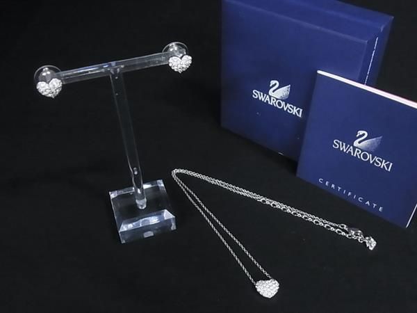 ■新品■未使用■ SWAROVSKI スワロフスキー ピアス ネックレス ペンダント アクセサリー 2点セット シルバー系 BU1701