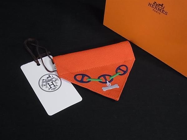 ■新品同様■ HERMES エルメス マイヨン ペット用 スカーフ 表記サイズXS オレンジ系×マルチカラー HC2500 18,849円