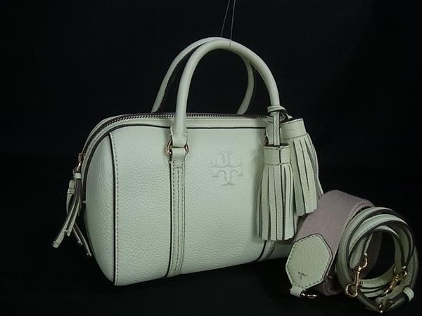 ■新品同様■ TORY BURCH トリーバーチ テア サッチェル レザー 2WAY ハンドバッグ トート ショルダー ライトグリーン系 HC3080 28,275円