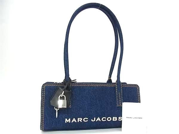 ■新品同様■ MARC JACOBS マークジェイコブス デニム×レザー カデナ 南京錠モチーフ トートバッグ ショルダー ブルー系 HC3223