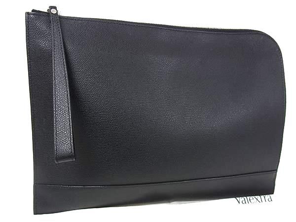 ■新品■未使用■ Valextra ヴァレクストラ レザー クラッチバッグ セカンドバッグ メンズ レディース ブラック系 HC3225