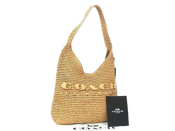 ■新品■未使用■ COACH コーチ CAL97 ブルックリン ペーパーストロー ショルダーバッグ レディース ベージュ系 HC2990