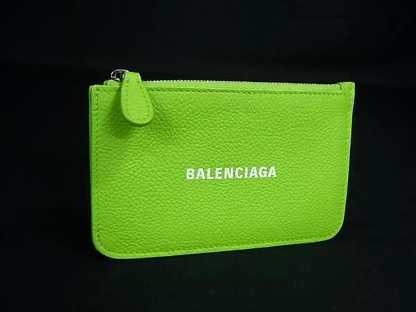 ■新品同様■ BALENCIAGA バレンシアガ 637130 キャッシュ レザー フラグメントケース コインケース 小銭入れ グリーン系 FZ6472