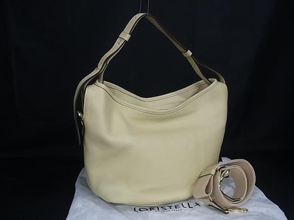 ■新品同様■ LORISTELLA ロリステッラ レザー 2WAY ハンドバッグ ショルダーバッグ クロスボディ 斜め掛け クリーム系 HC2968