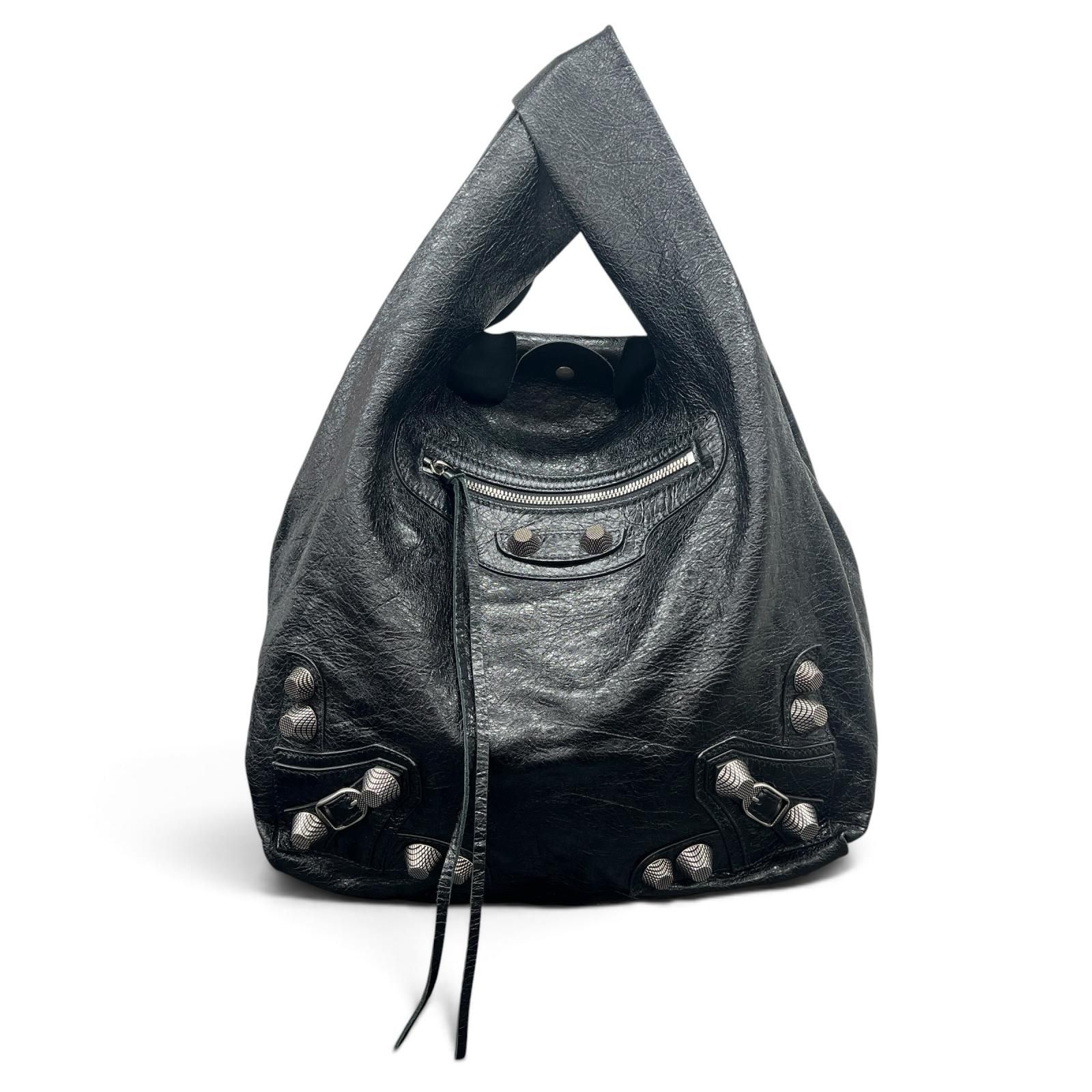 BALENCIAGA 極美品 バレンシアガ ル カゴール ショッパーバッグ アリーナラムスキン トートバッグ 780976 レザー ブラック ハンドバッグ Aランク 中古 鑑定済 バレンシアガバッグ 109,900円