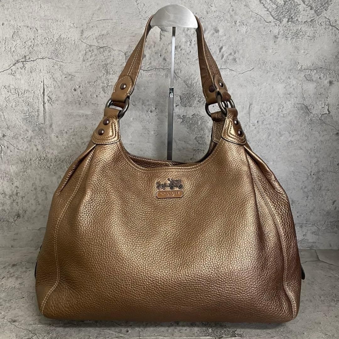 美品　Coach Madison Maggie Bronze Leather Bag　コーチ　トートバッグ　マディソン　3層　レザー