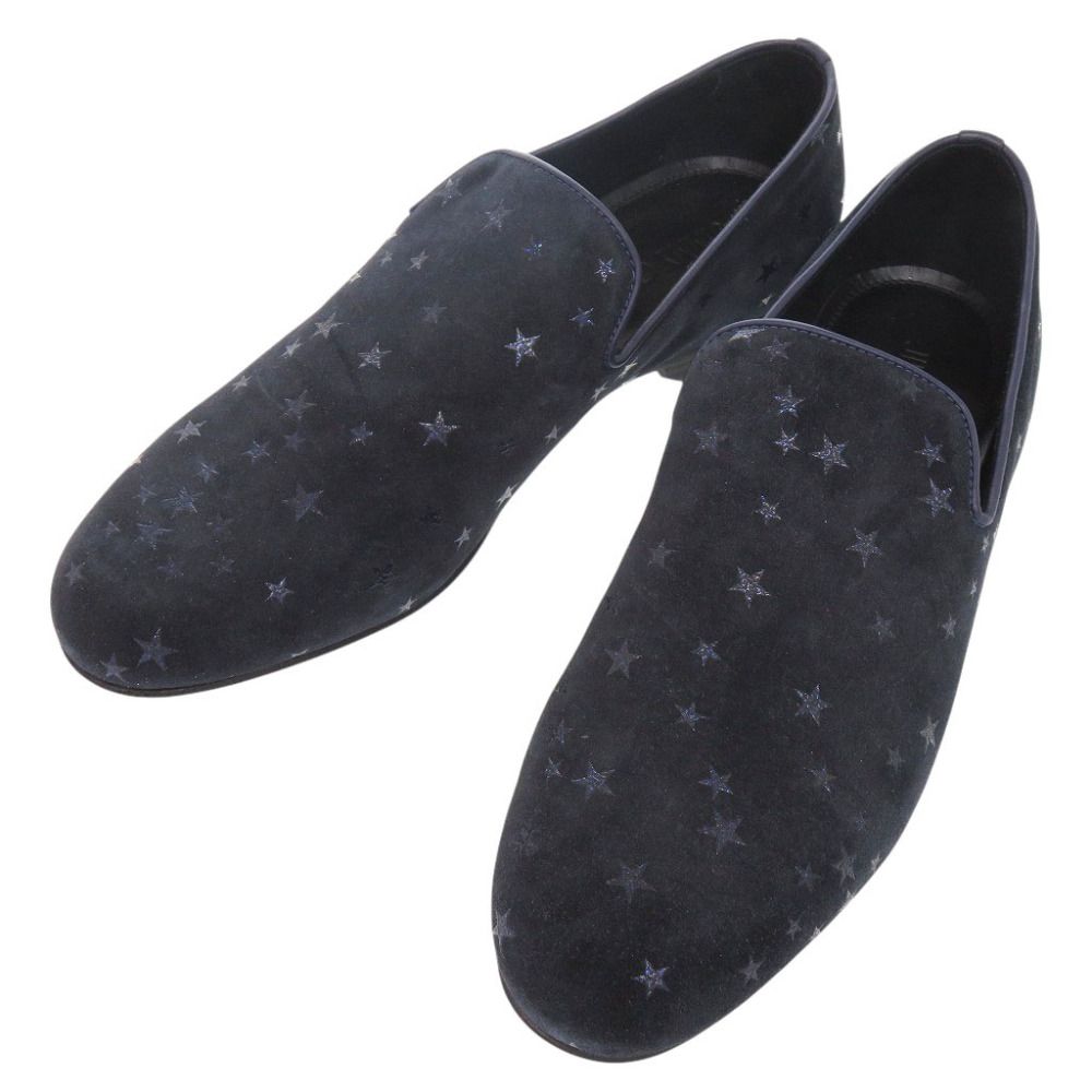未使用 ジミーチュウ 星柄 スエード サイズ41 1/2 ネイビー スリッポン シューズ 0628 JIMMY CHOO メンズ 17,666円