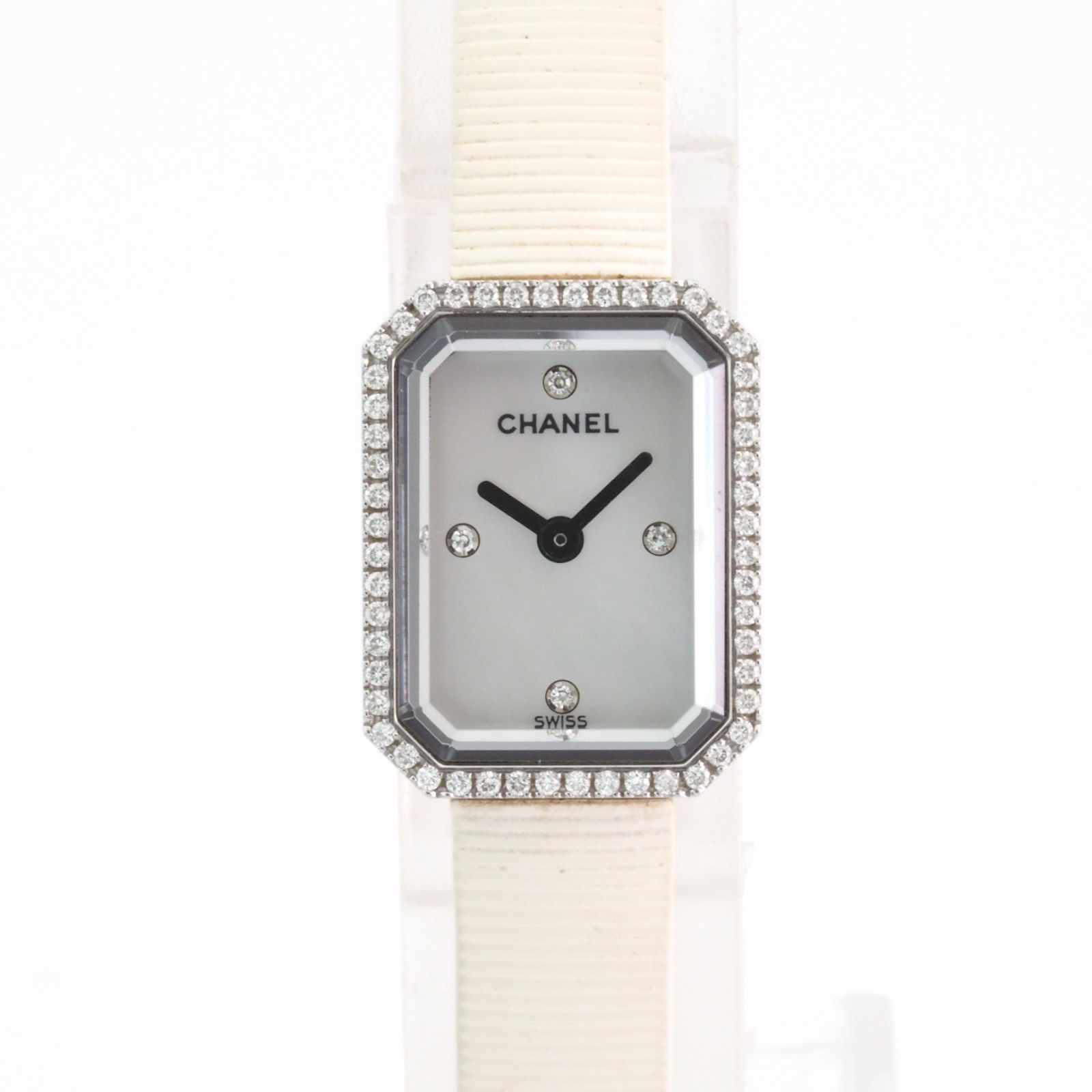 CHANEL シャネル プルミエール H2433 ダイヤベゼル 4Pダイヤ シェル文字盤 SS クォーツ レディース