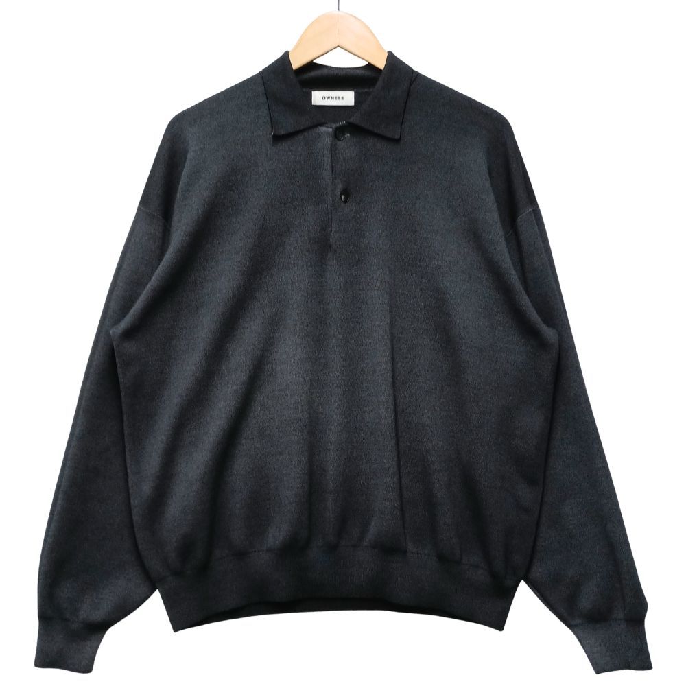 OWNESS オゥネス OW25FW-03 スムースニットポロシャツ 長袖シャツ チャコールグレー サイズM 正規品 / 56130