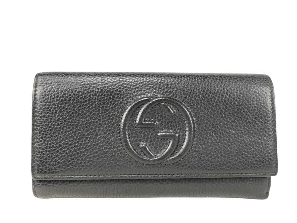 GUCCI グッチ 長財布 インターロッキングG 598206 ブラック系 レザー ユニセックス 二つ折り 美品 31,590円