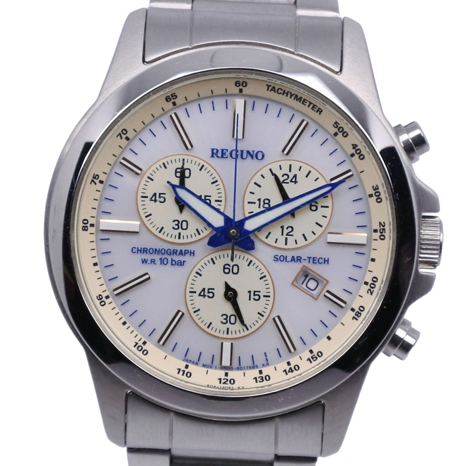 【CITIZEN】シチズン REGUNO レグノ クロノグラフ SOLAR-TECH H500-R004778 ステンレススチール ソーラーテック クロノグラフ メンズ ホワイト文字盤 腕時計