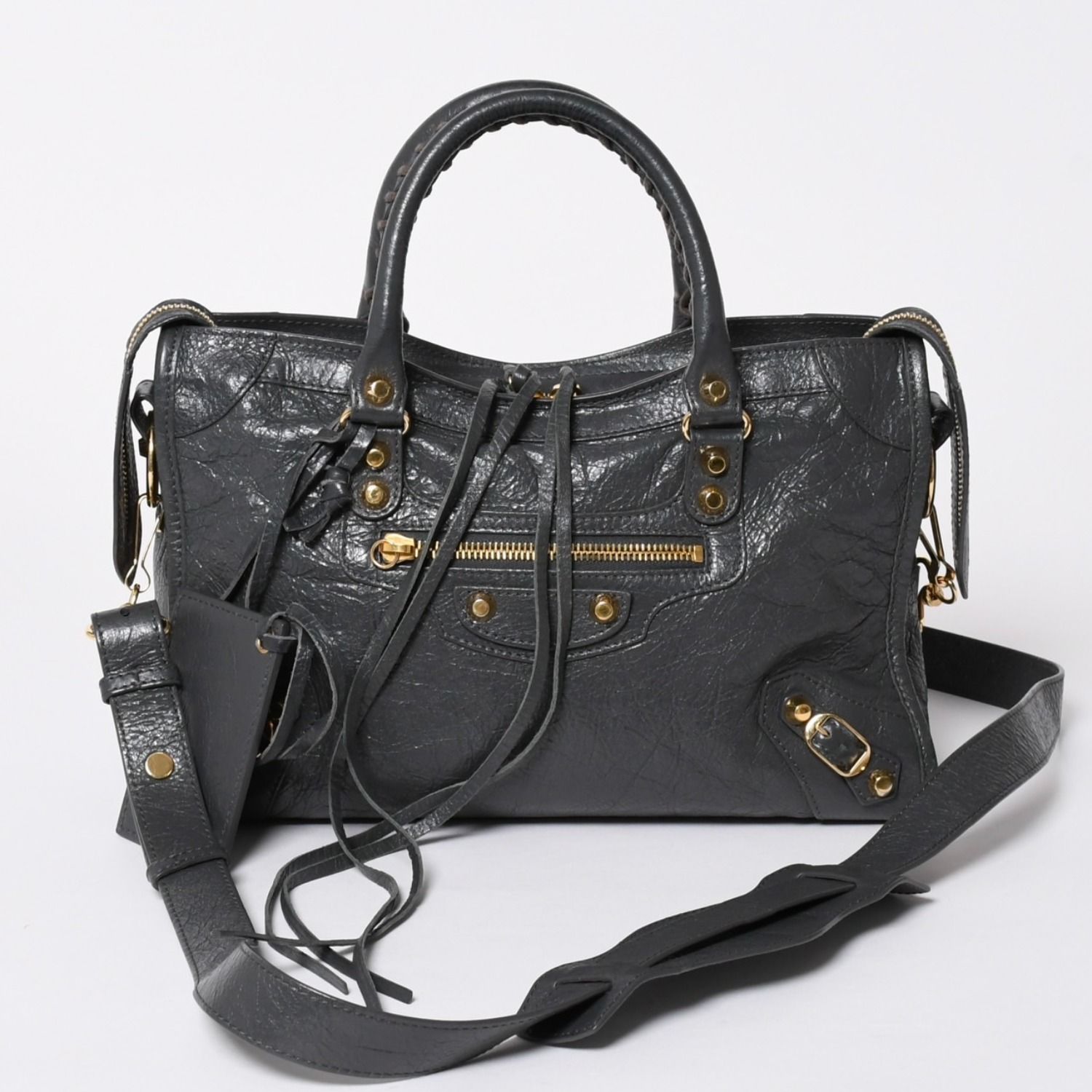 BALENCIAGA バレンシアガ クラシック シティ 2WAY ショルダーバッグ 431621 ダークグレー ゴールド金具 美品 中古 4a007006 137,500円