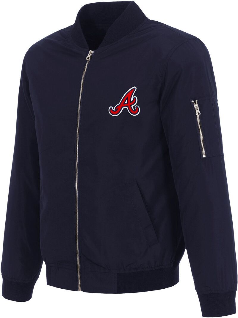 JH デザイン メンズ アウター ジャケット・ブルゾン JH Design Mens Atlanta Braves Navy Bomber Jacket NoColor ネイビー