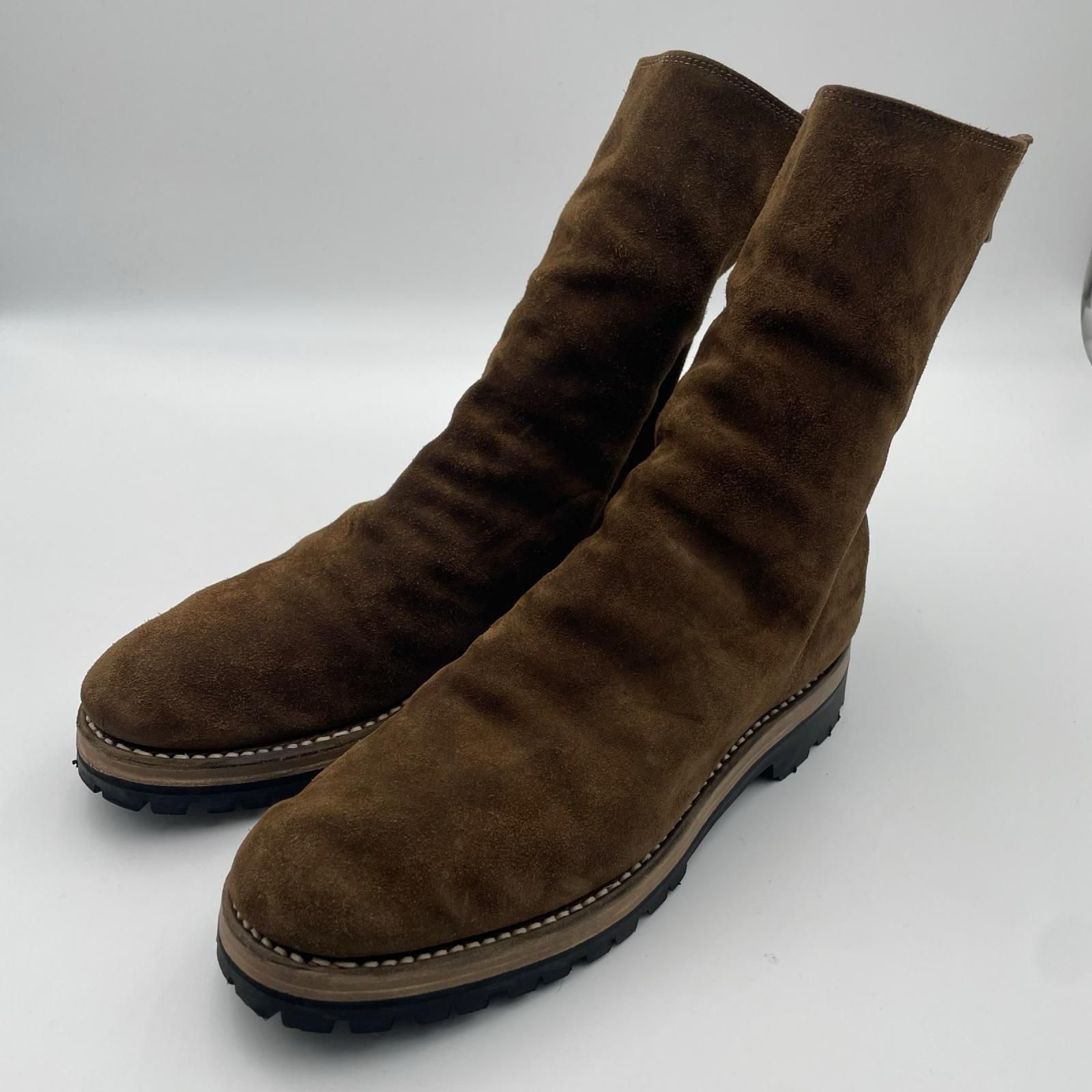 GUIDI 988MS スウェード バックジップ ブーツ グイディ ブラウン 41 26cm （23144M）