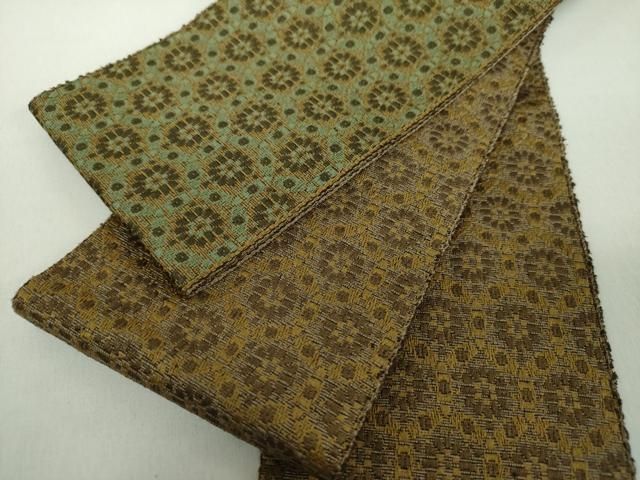 平和屋着物●男性　本場筑前博多織　両面　角帯　花丸文　正絹　逸品　未使用　DABI6353ps 16,614円