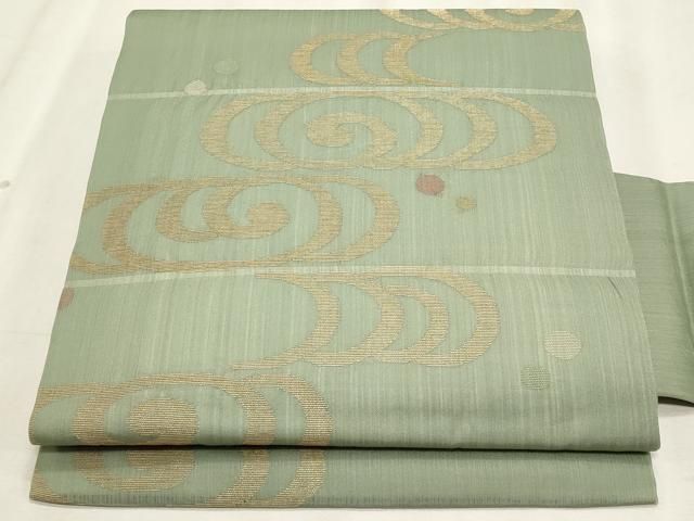 平和屋着物＊夏物　九寸名古屋帯　流水文　金糸　正絹　逸品　CABL2386fb