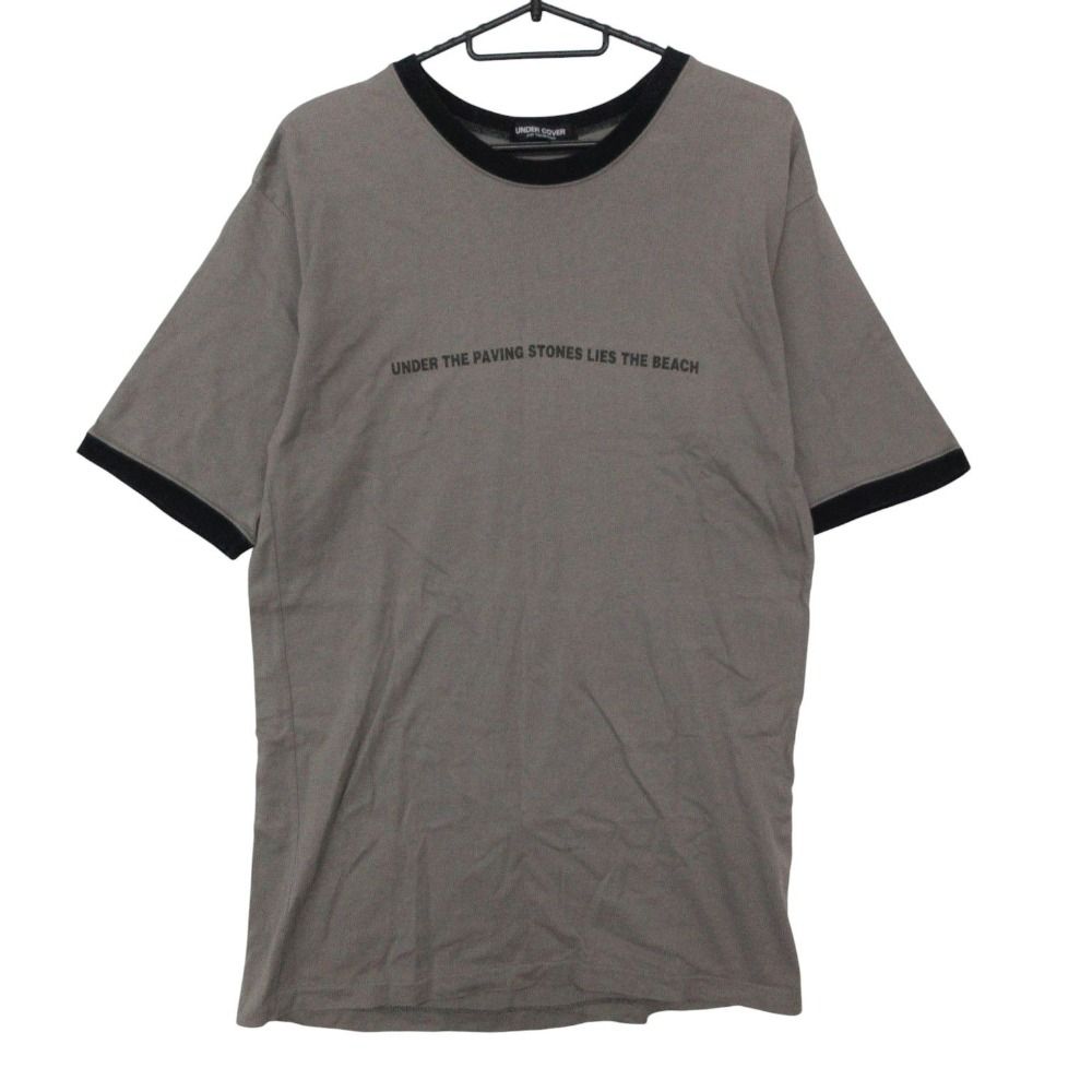 UNDERCOVER アンダーカバー 半袖Ｔシャツ リンガー カットソー UNDER THE PAVING STONES LIES THE BEACH 1995ss Archive トップス グレー×ブラック L メンズ 【中古】 21,600円