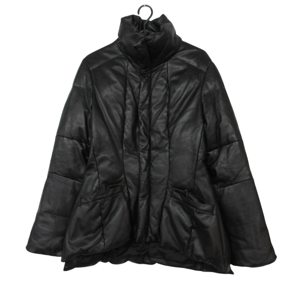 Yohji Yamamoto ヨウジヤマモト ダウンジャケット 羊革 ラムレザー ブルゾン アウター ジップアップ ブラック 2【M】 レディース 【中古】 48,000円