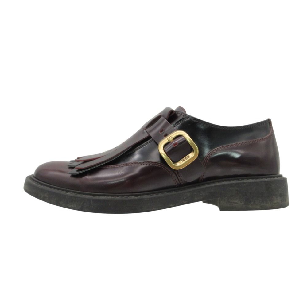 TOD’S トッズ ローファー フリンジ ドレスシューズ シューズ 革靴 バーガンディ イタリア製 ワンベルト ワインレッド 36 23cm レディース 【中古】 15,000円