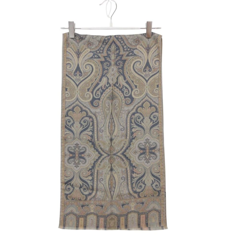 ETRO エトロ ストール マフラー ウール シルク ペイズリー柄 イタリア製 ベージュ メンズ レディース 【中古】 6,080円
