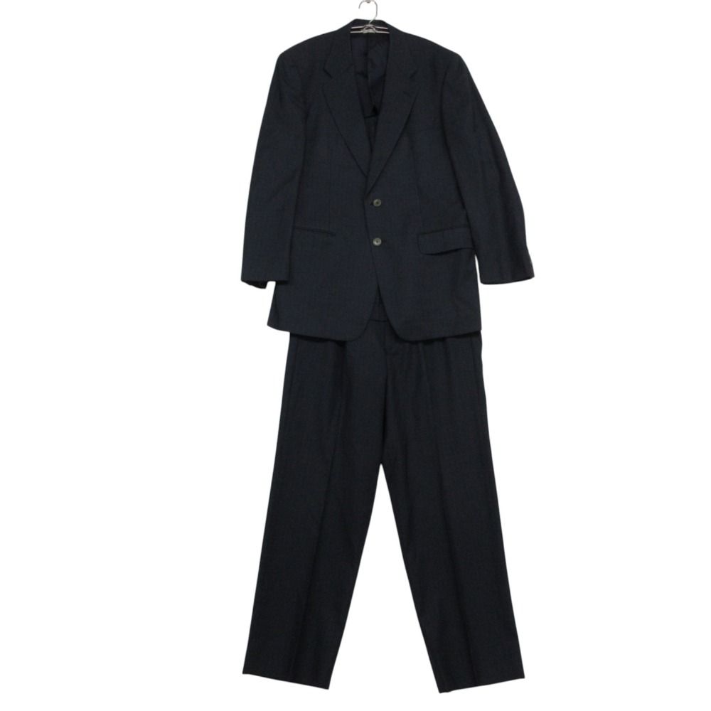 Givenchy ジバンシー スーツ セットアップ テーラードジャケット 2B ブレザー スラックス パンツ チェック柄 ネイビー 50A メンズ 【中古】