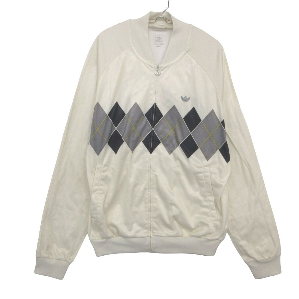 adidas アディダス ブルゾン トラックジャケット アーガイル柄 クリームホワイト L メンズ 【中古】