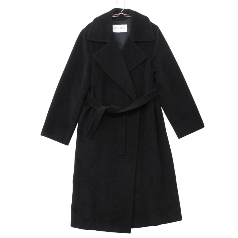 MAX MARA マックスマーラ コート マニュエラ ロング カシミヤブレンド ラップ ジャケット ベルト付き イタリア製 ブラック 38【S】 レディース 【中古】 57,600円
