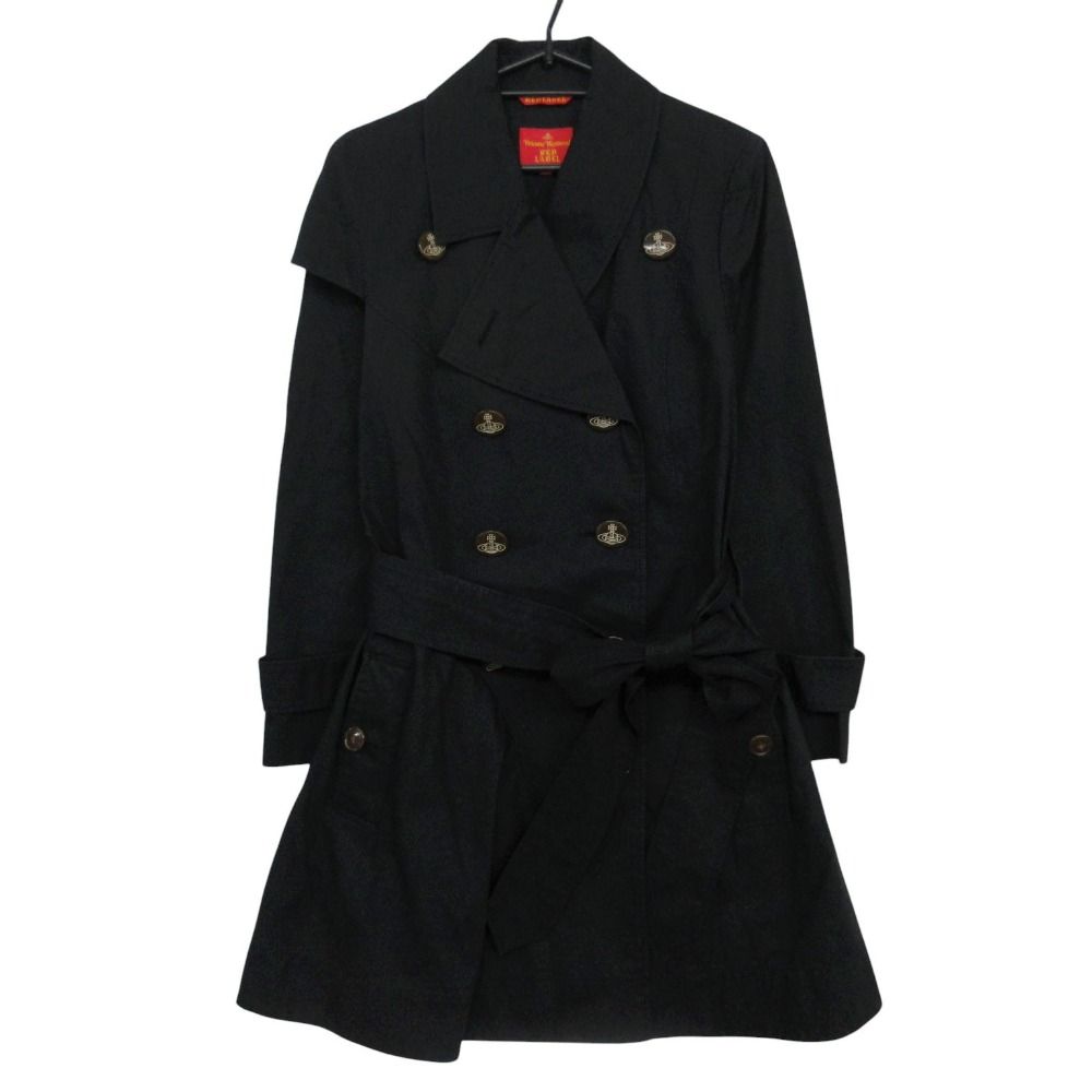 Vivienne Westwood Red Label ヴィヴィアンウエストウッド レッドレーベル ピーコート 変形 Pコート オーブボタン ダブルブレスト ジャケット ロング丈 コットン アウター ブラック 2【M】 レディース 【中古】 24,500円