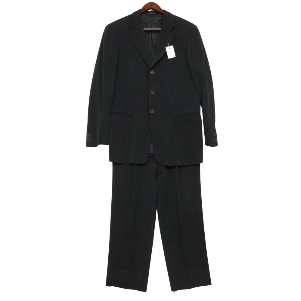 ARMANI COLLEZIONI アルマーニコレッツォーニ スーツ セットアップ テーラードジャケット 3B ブレザー スラックス パンツ イタリア製 ダークグレー 50【L】 メンズ 【中古】