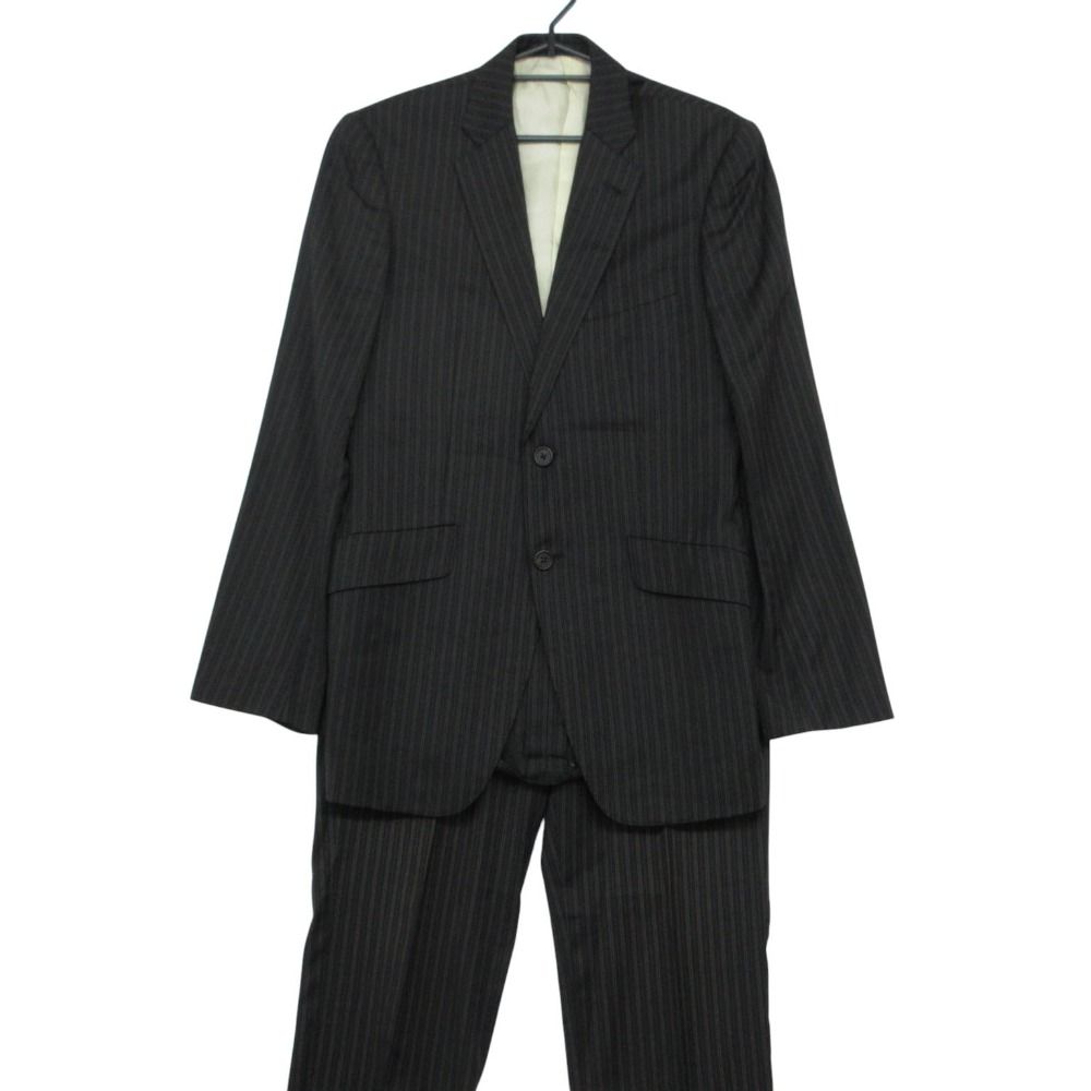 Paul Smith ポール・スミス スーツ セットアップ ロロピアーナ生地 Super 120's テーラードジャケット 2B ブレザー スラックス パンツ ストライプ柄 ブラック M【M】 メンズ 【中古】
