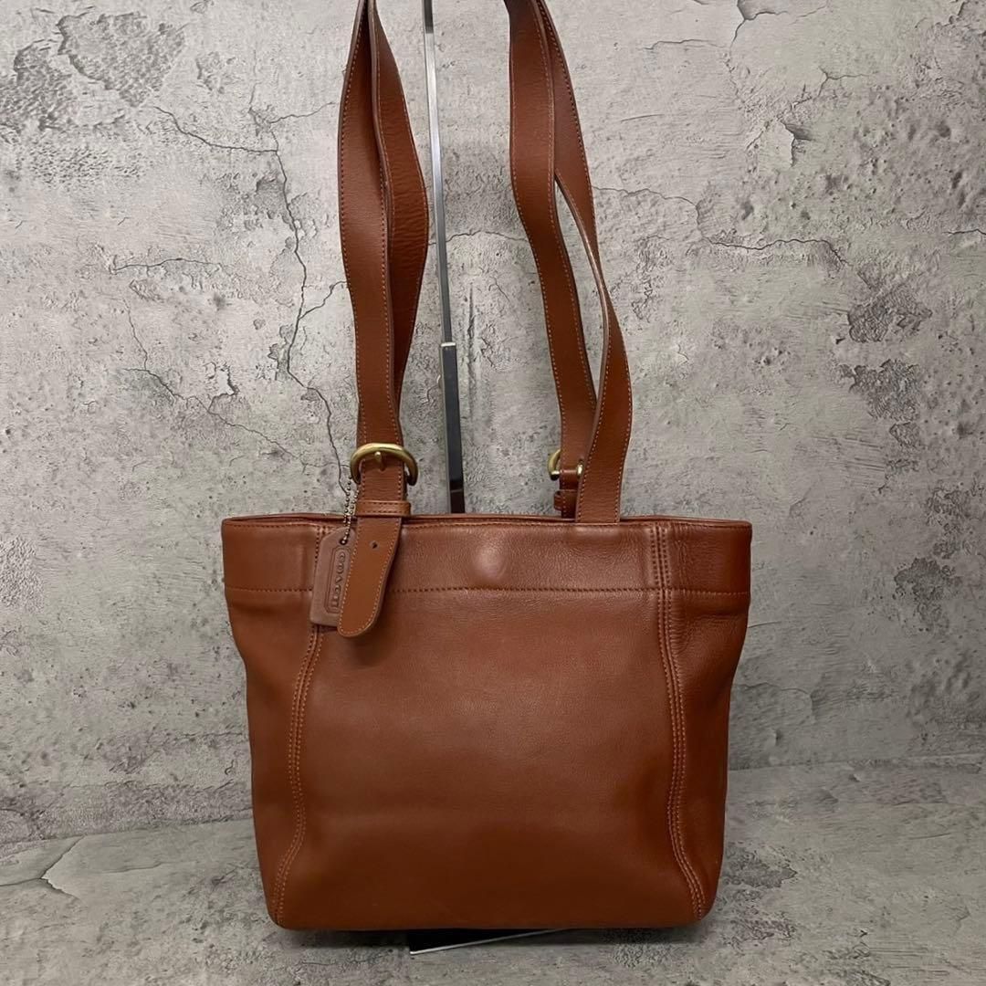 美品　Old Coach Leather Brown Tote Bag 4157　オールドコーチ トートバッグ 肩がけ オールレザー 茶 ブラウン