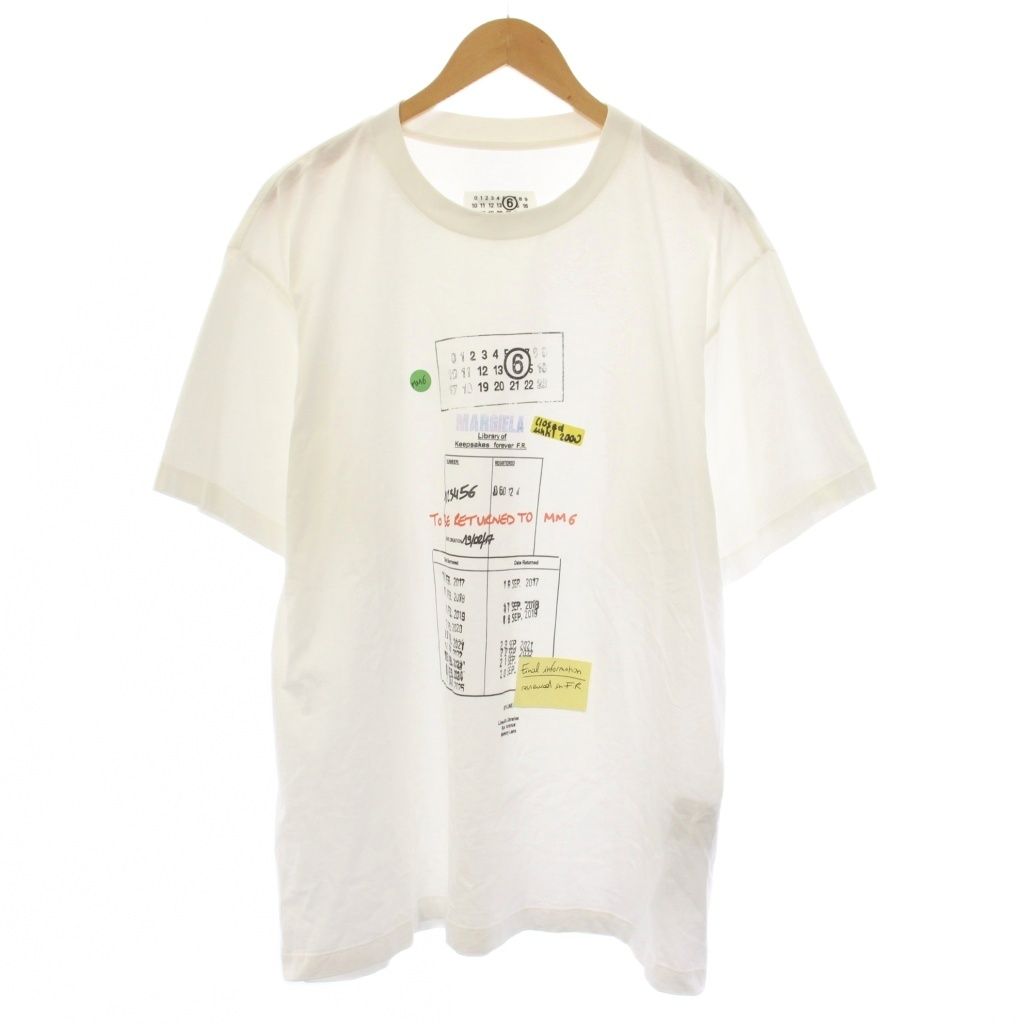 エムエムシックス メゾンマルジェラ MM6 Maison Margiela 26SS ライブラリー スタンプ Tシャツ カットソー 半袖 クルーネック M 白 SH0GC0070 M20170 /BM